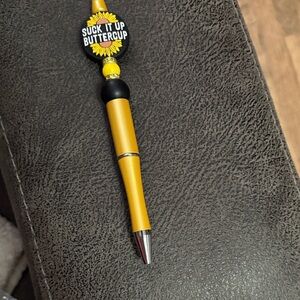 Yellow and Black Pen with Motivational Topper